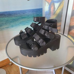 WINDSOR SMITH Black Genuine Leather High Sandals